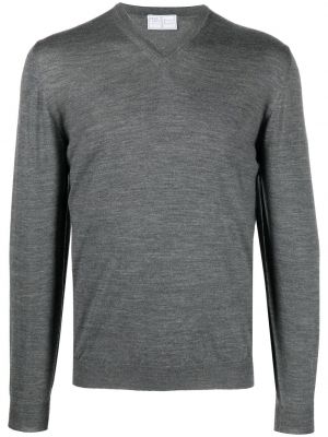 Пуловер с v-образно деколте Fedeli сиво