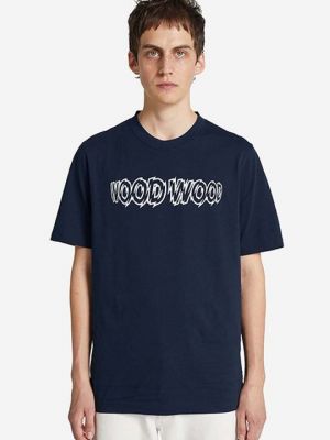 Хлопковая футболка Wood Wood синяя