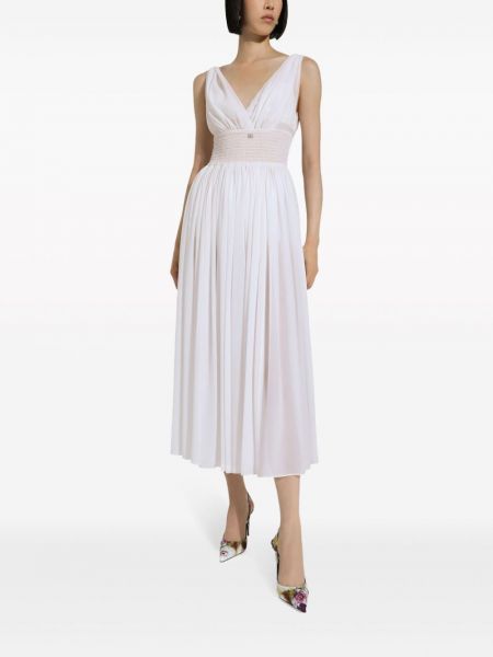 Jedwabna sukienka midi Dolce And Gabbana biała