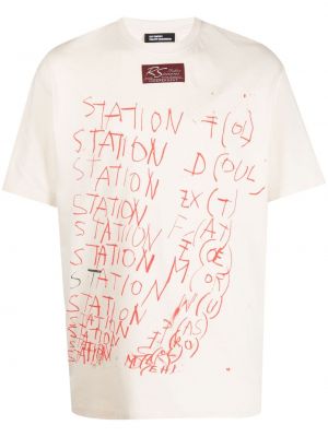 Koszulka z nadrukiem Raf Simons beżowa
