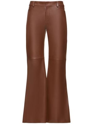 Pantaloni clasici din piele Chloé maro