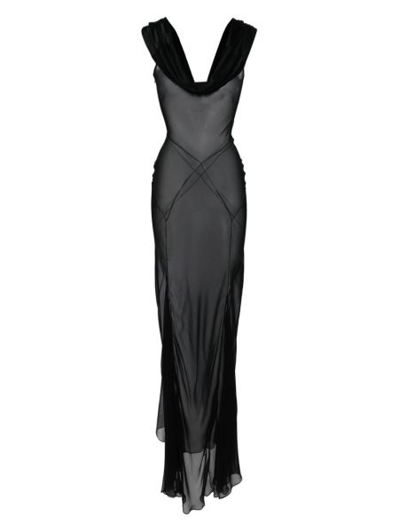 Šifoninis šilkinis vakarinė suknelė Kiki De Montparnasse juoda