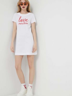 Sukienka mini bawełniana Love Moschino biała