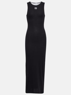 Pamučna midi haljina Loewe crna