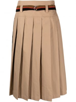 Plisovaná bavlnená sukňa Drumohr hnedá