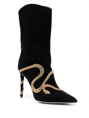 Křišťálové kotníkové boty s hadím vzorem René Caovilla černé