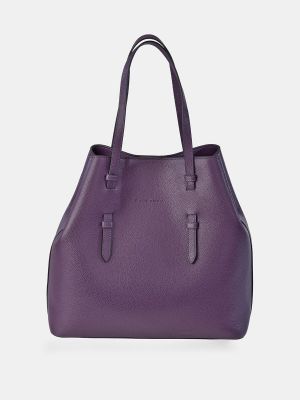 Bolso shopper de cuero Pierre Cardin violeta