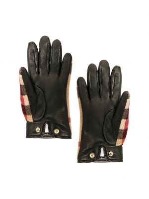 Клетчатые шерстяные перчатки Burberry бежевые