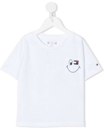 Broderet t-shirt for piger Tommy Hilfiger Junior hvid