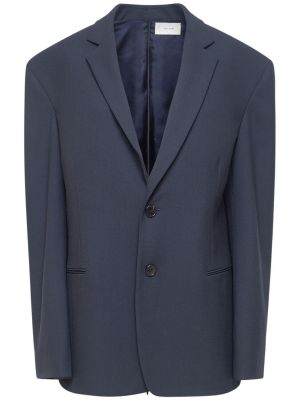 Vlnené sako s výrezom na chrbte The Row modrá