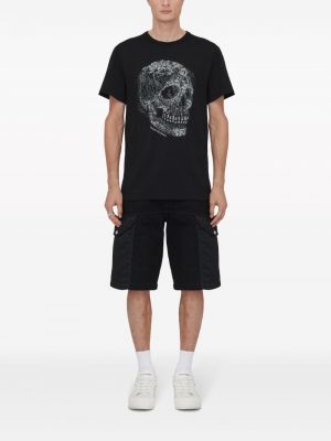 T-shirt aus baumwoll mit print mit kristallen Alexander Mcqueen schwarz