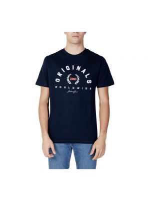 Koszulka z nadrukiem z okrągłym dekoltem Jack & Jones niebieska