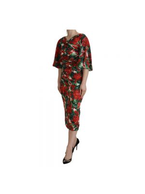 Vestido midi de seda de flores Dolce & Gabbana