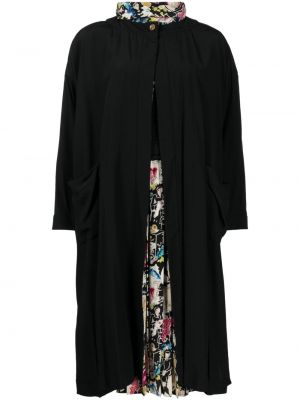 Hedvábné šaty s knoflíky s potiskem Chanel Pre-owned - černá