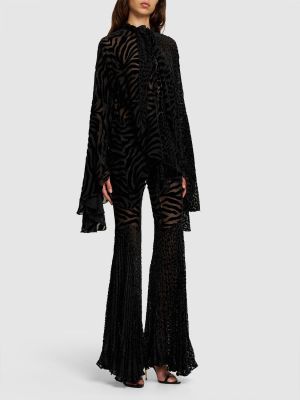 Pantaloni de catifea cu model zebră Roberto Cavalli negru