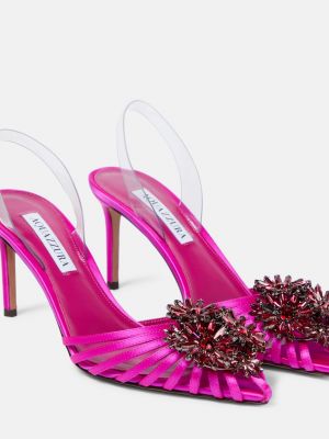 Туфли со стразами Aquazzura розовые