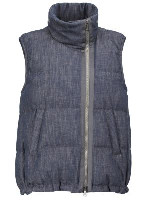 Péřová vesta Brunello Cucinelli, modrá