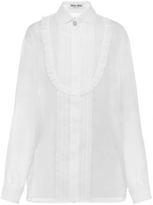 Прозрачна копринена риза Miu Miu бяло