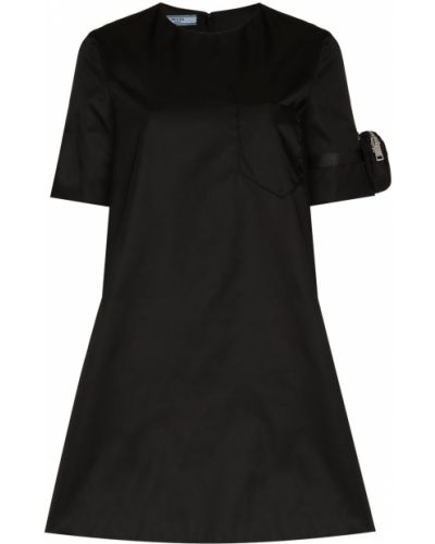 Mini vestido de nailon Prada negro