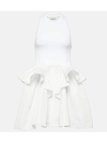 Макси рокля с волани Alexander Mcqueen бяло