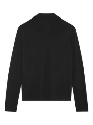 Megztas siuvinėtas polo marškinėliai Saint Laurent juoda