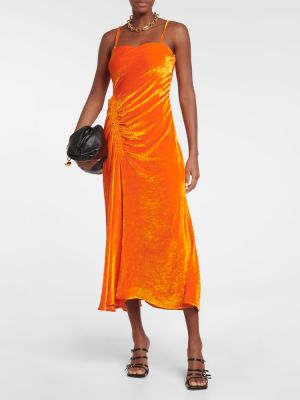 Bársony midi ruha Proenza Schouler narancsszínű