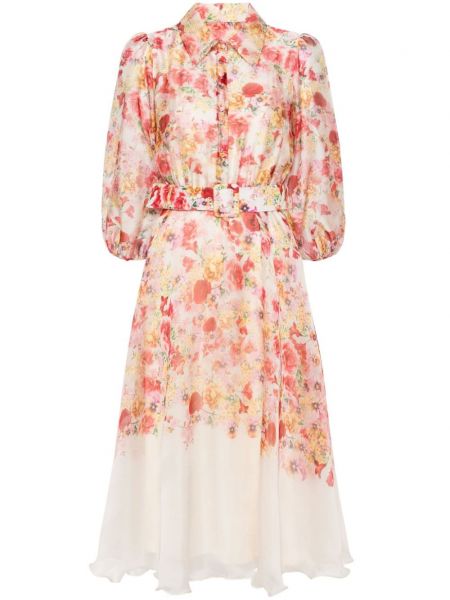 Коктейлна рокля на цветя с принт Nissa бяло