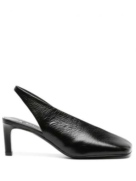 Кожени полуотворени обувки с отворена пета Jil Sander черно