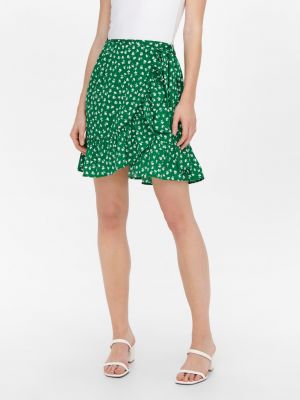 Φλοράλ φούστα mini Only πράσινο