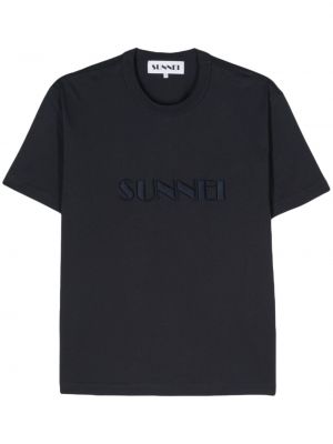 Βαμβακερή μπλούζα με κέντημα Sunnei μπλε