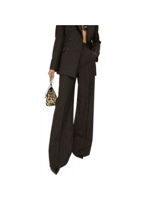 Pantalones de lana a rayas Dolce & Gabbana marrón