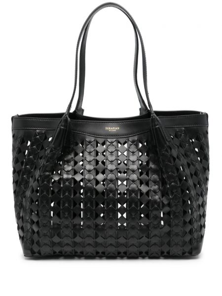 Δερμάτινη τσάντα shopper Serapian μαύρο
