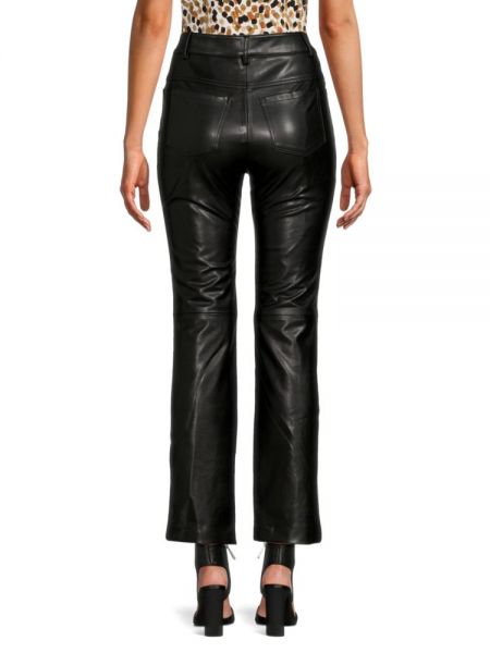 Кожаные брюки с высокой талией из искусственной кожи Brandon Maxwell черные