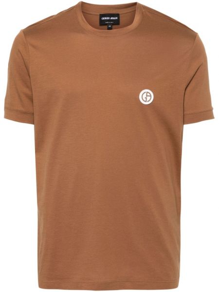 Bavlněné tričko Giorgio Armani hnědé