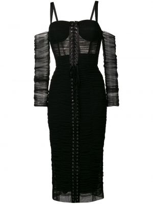 Vestido midi con cordones Dolce & Gabbana negro