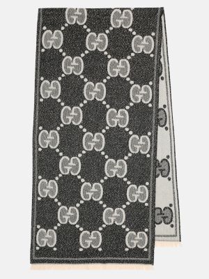 Bufanda de lana de tejido jacquard Gucci negro