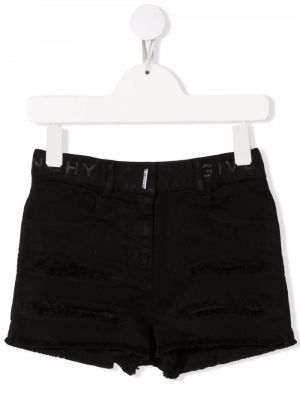 Jeansshorts med sliten för tjejer Givenchy Kids svart