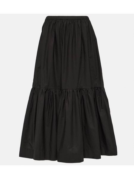 Bavlněné dlouhá sukně Ganni černé