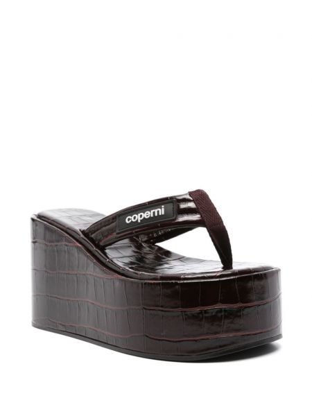 Sandales en cuir à plateforme Coperni marron