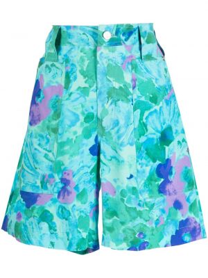 Pantaloni scurți de mătase cu model floral cu imagine Stella Mccartney verde
