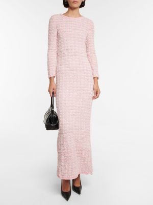 Rochie lunga din tweed Balenciaga roz