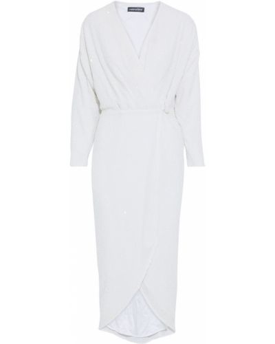 Kopertowa sukienka midi z szyfonu Retrofete, biały