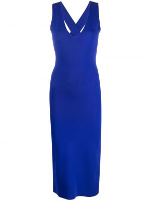 Вечерна рокля с v-образно деколте P.a.r.o.s.h. синьо