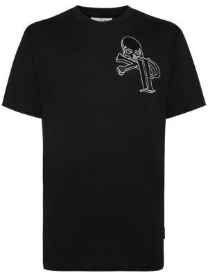 Kokvilnas t-krekls Philipp Plein melns