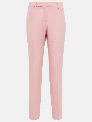 Шерстяные брюки слим Burberry розовые
