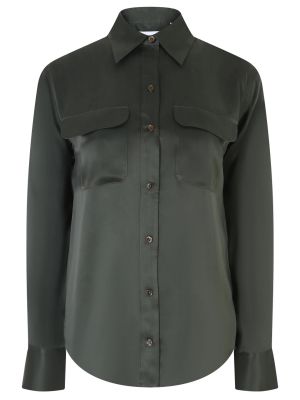 Шелковая блузка Equipment зеленая