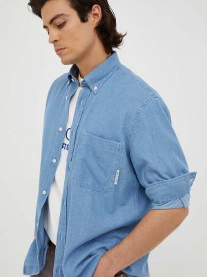 Koszula jeansowa na guziki puchowa Marc O'polo niebieska