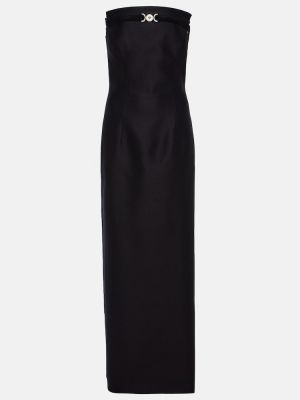 Selyem gyapjú hosszú ruha Versace fekete