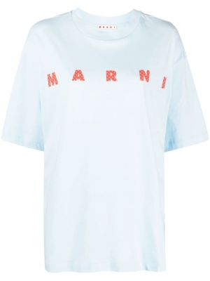 T-shirt di cotone con stampa Marni blu