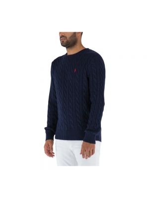 Dzianinowy sweter Polo Ralph Lauren niebieski